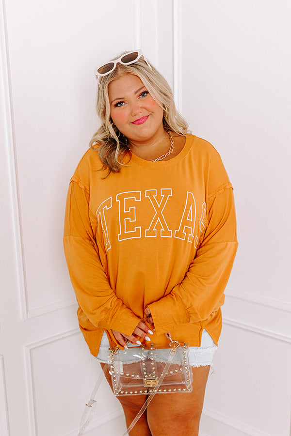 Texas Embroidered Oversized Top in Rust Curves