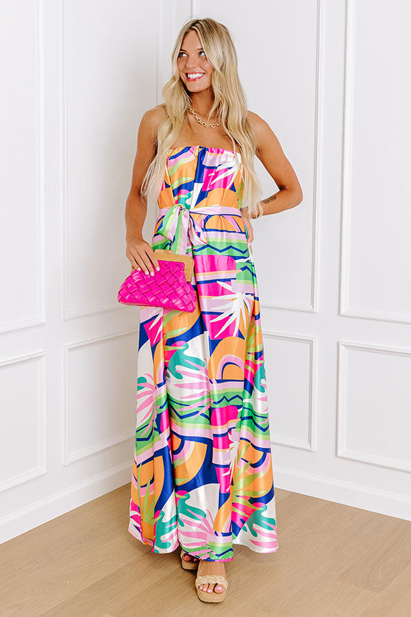 Paradise Palette Satin Maxi Dress   