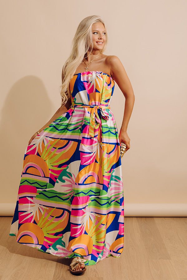 Paradise Palette Satin Maxi Dress Image - 4