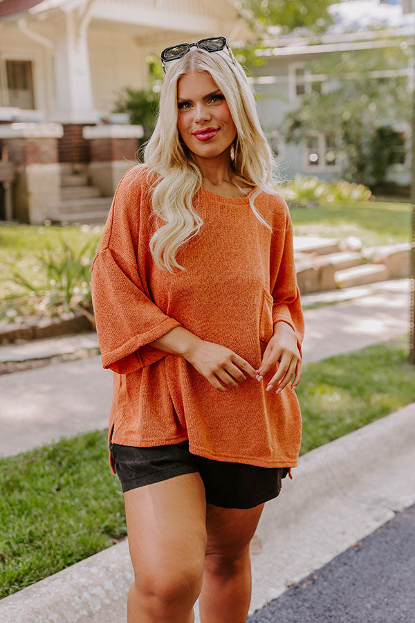 Vineyard Vibes Knit Top in Rust Curves