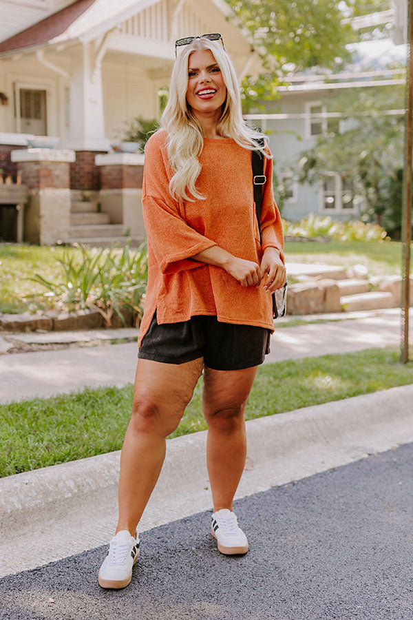 Vineyard Vibes Knit Top in Rust Curves