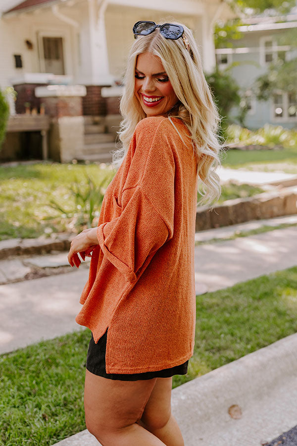 Vineyard Vibes Knit Top in Rust Curves