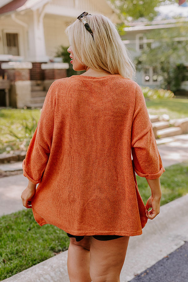 Vineyard Vibes Knit Top in Rust Curves