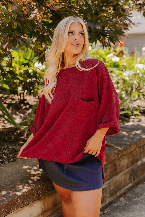 Vineyard Vibes Knit Top in Wine Curves