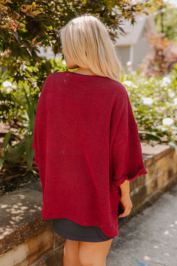 Vineyard Vibes Knit Top in Wine Curves
