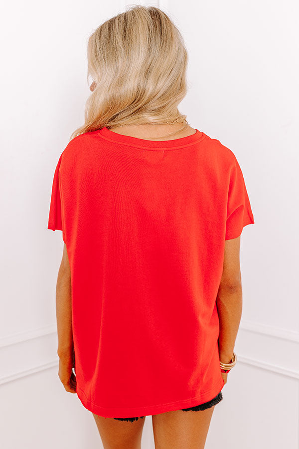 Field Day Letter Patch Tee in Bright Red