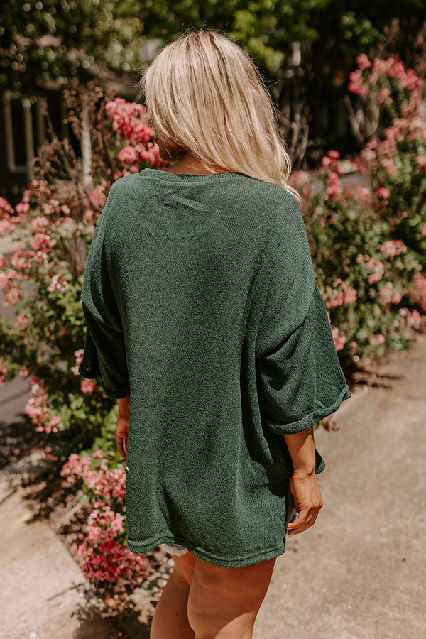 Vineyard Vibes Knit Top in Hunter Green Curves