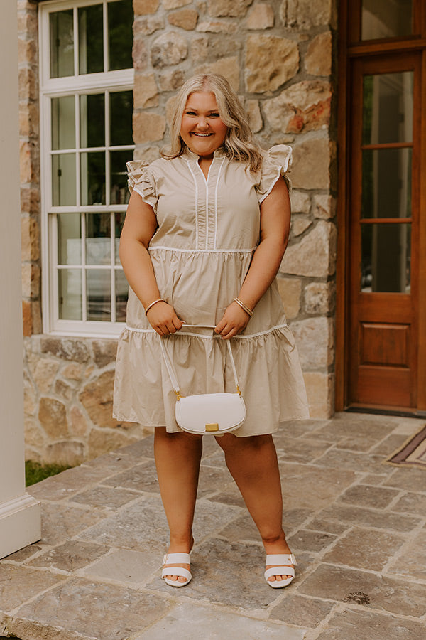 Cue The Charm Mini Dress in Taupe Curves Image - 3