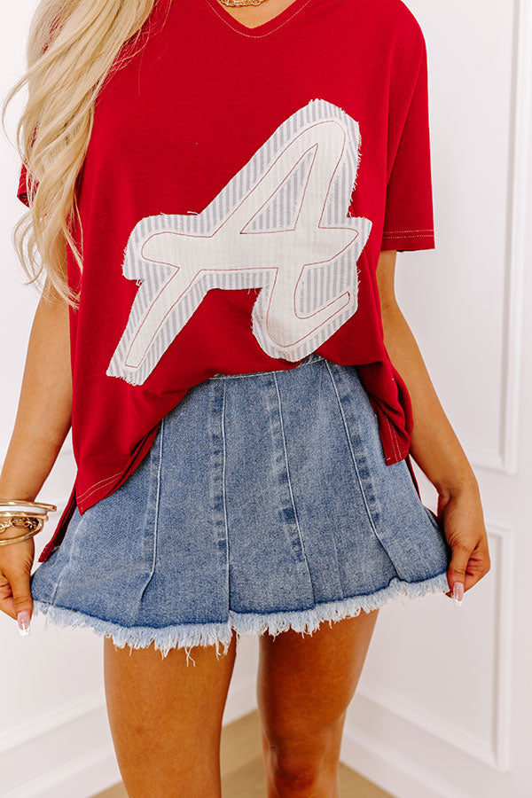 Field Day Letter Patch Tee in Crimson