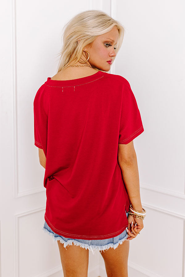 Field Day Letter Patch Tee in Crimson