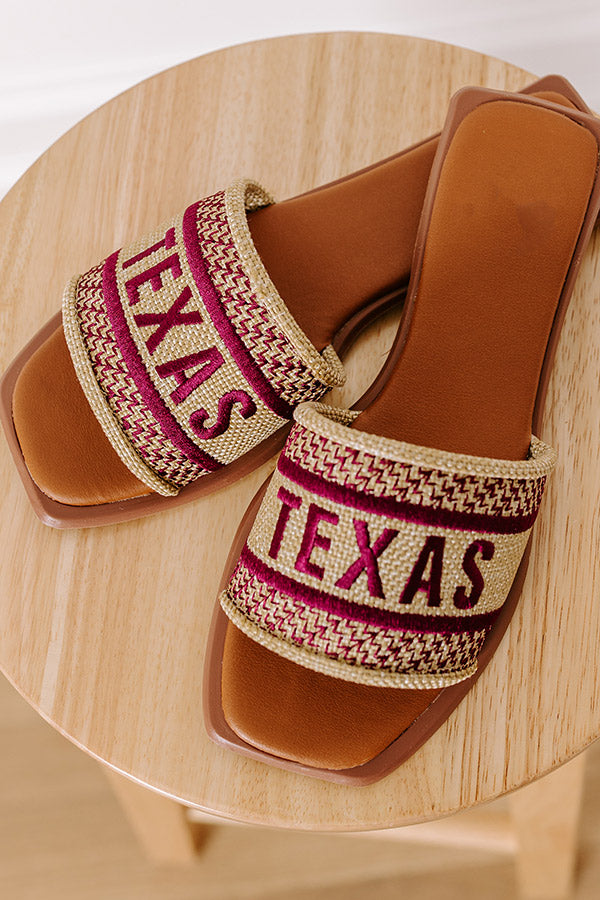 Texas Embroidered Sandal in Maroon