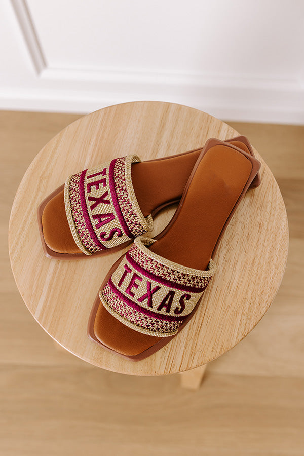 Texas Embroidered Sandal in Maroon