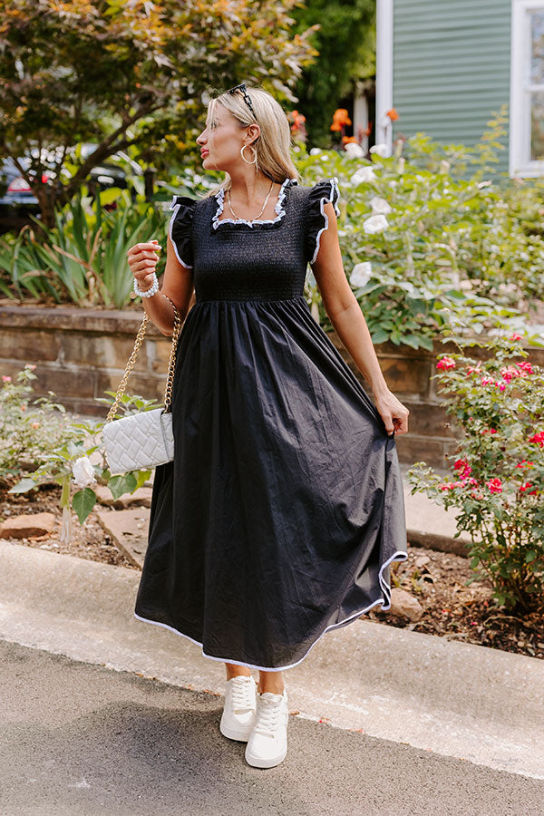 Mimosa Mingle Smocked Midi in Black