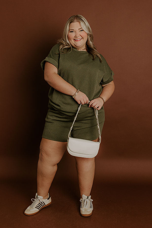 Coffee And Chit Chat High Waist Shorts in Olive Curves Image - 1