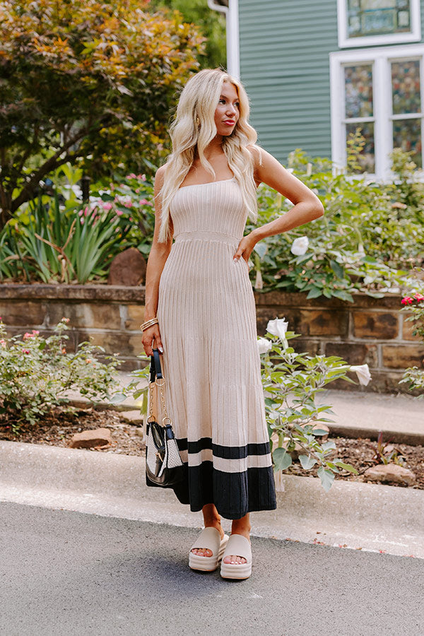 Coastal Cutie Ribbed Maxi Dress in Beige L / Beige Coastal Cutie Ribbed Maxi Dress in Beige L / Beige