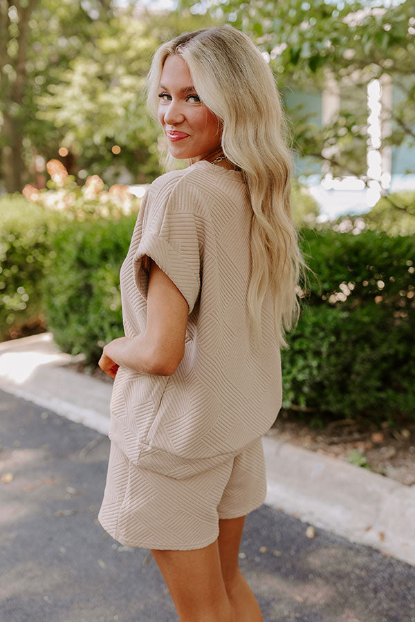 Coffee And Chit Chat Shift Top in Warm Taupe