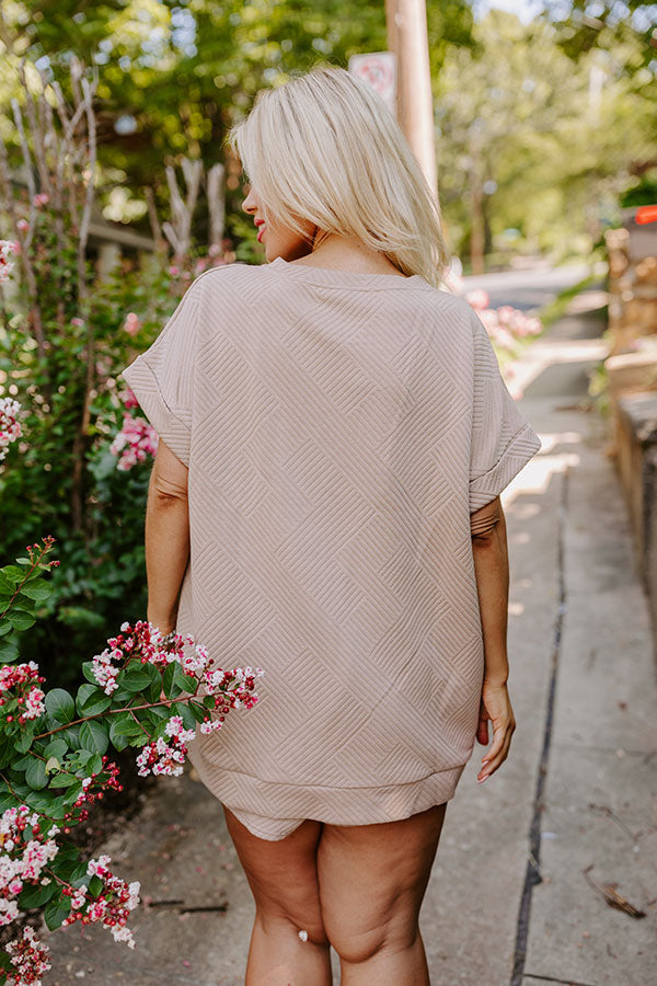 Coffee And Chit Chat Shift Top in Warm Taupe Curves