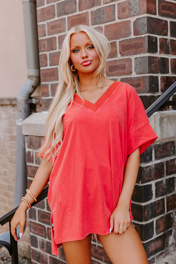 Casual Meetup Oversized Tee in Scarlet