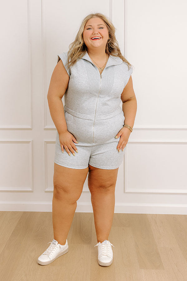 Coffee Run Cutie Romper in Grey Curves