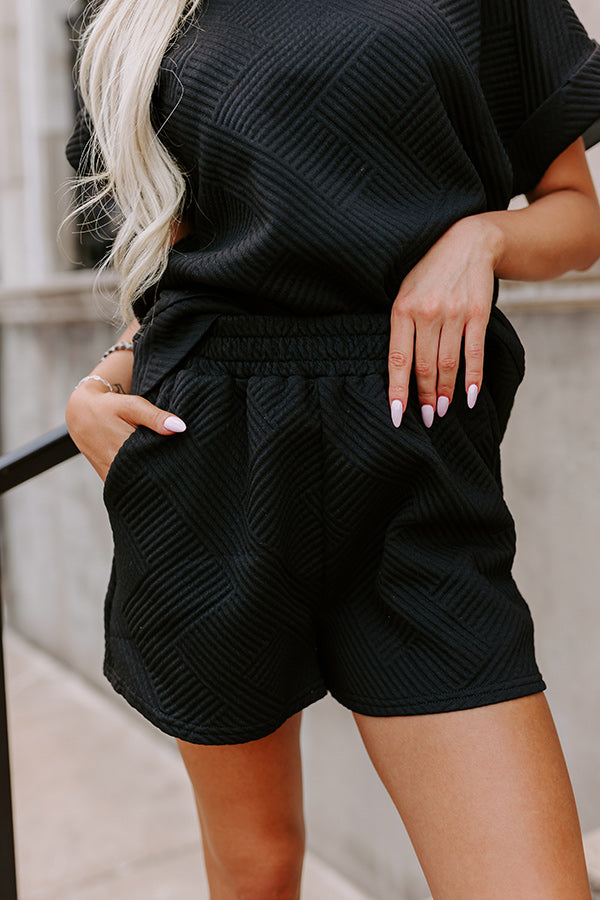 Coffee And Chit Chat High Waist Shorts in Black