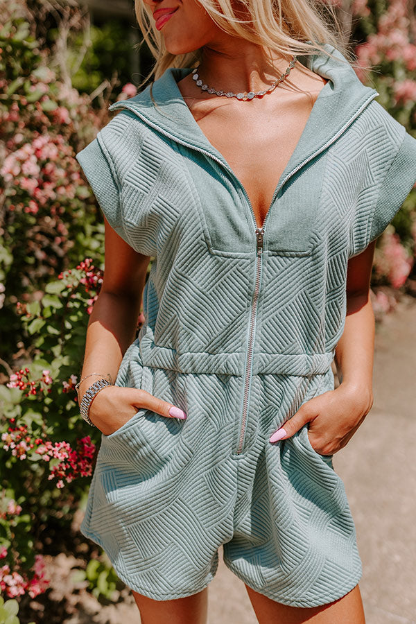 Coffee Run Cutie Romper in Light Teal