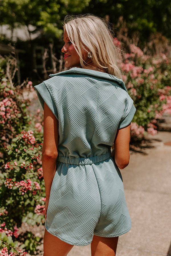 Coffee Run Cutie Romper in Light Teal