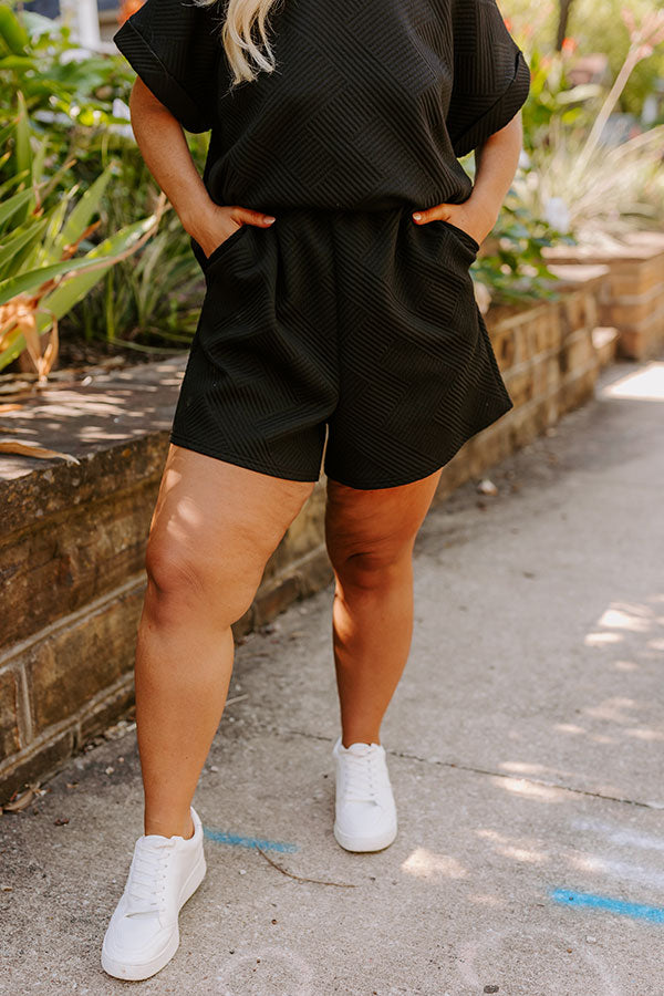 Coffee And Chit Chat High Waist Shorts in Black Curves