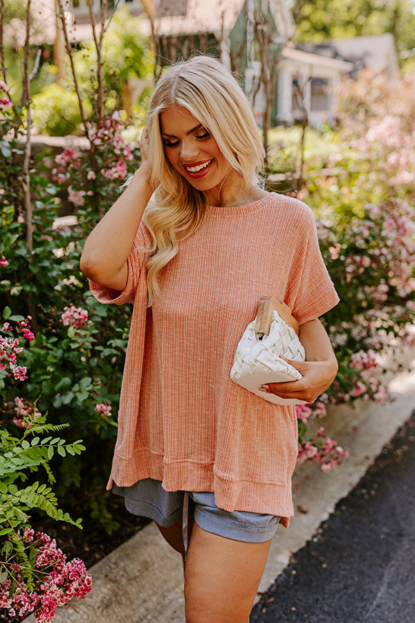 Opening Act Ribbed Top in Peach Curves