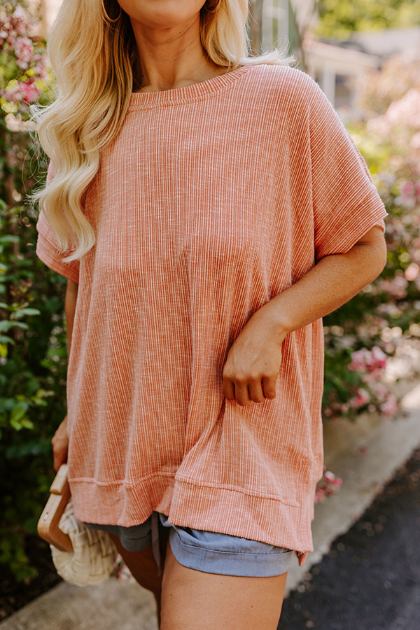 Opening Act Ribbed Top in Peach Curves