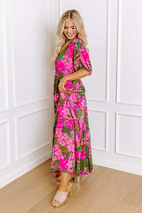Only Sunshine Floral Maxi in Green Curves