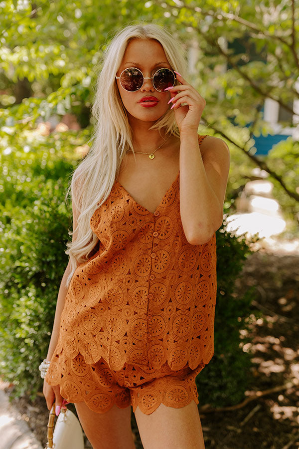 Under The Tucson Sun Crochet Top in Rust