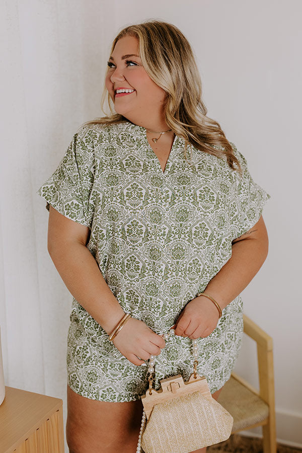 Mykonos Muse Linen-Blend Floral Top Curves   