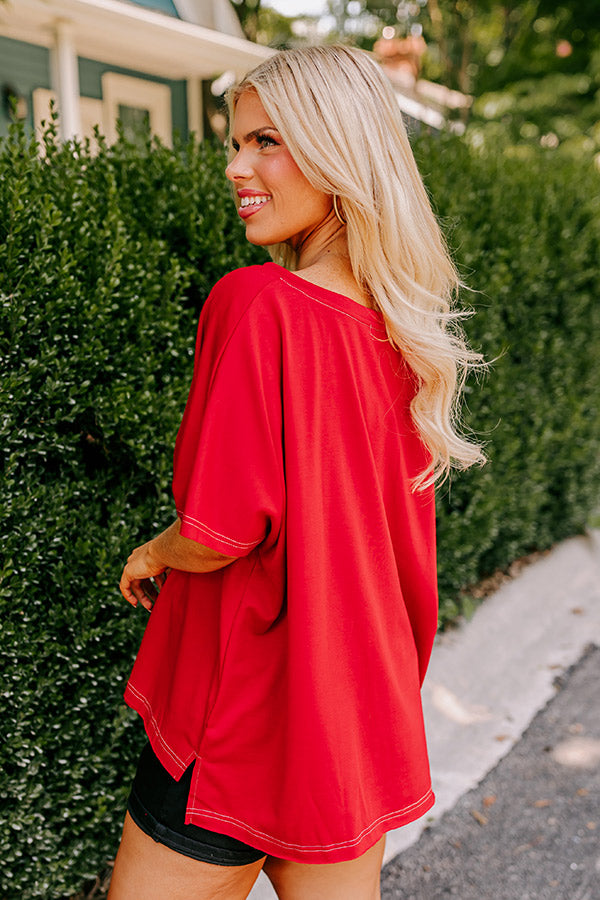 Field Day Letter Patch Tee in Red Curves