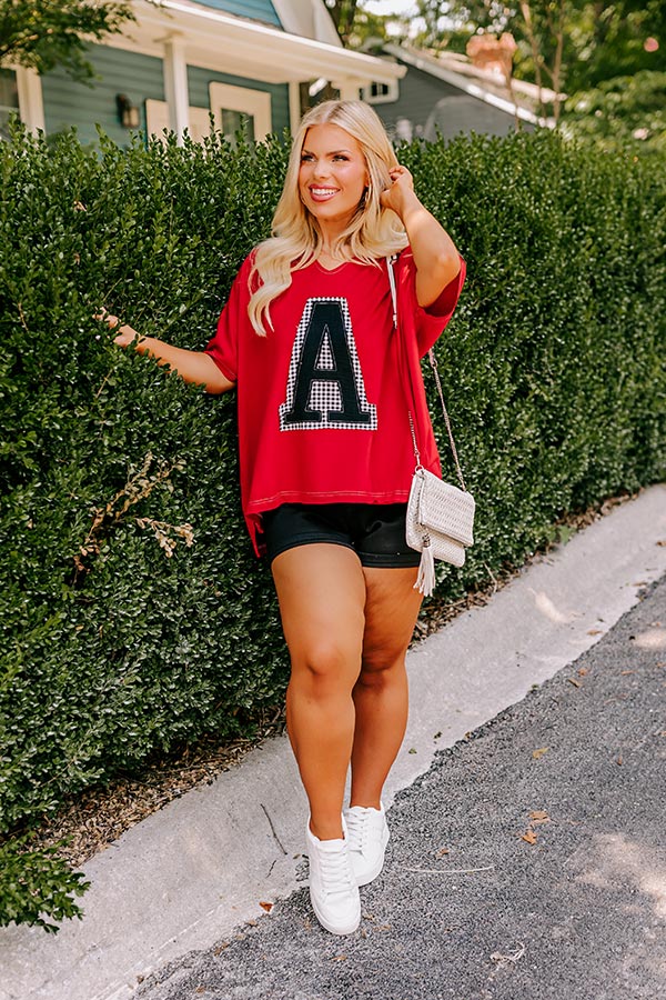 Field Day Letter Patch Tee in Red Curves