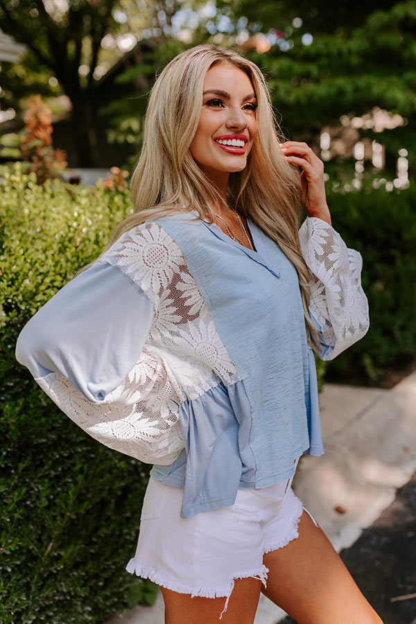 Tucson Market Knit Top in Sky Blue