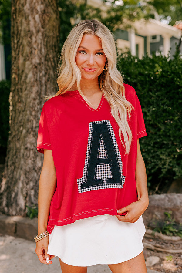 Field Day Letter Patch Tee in Red