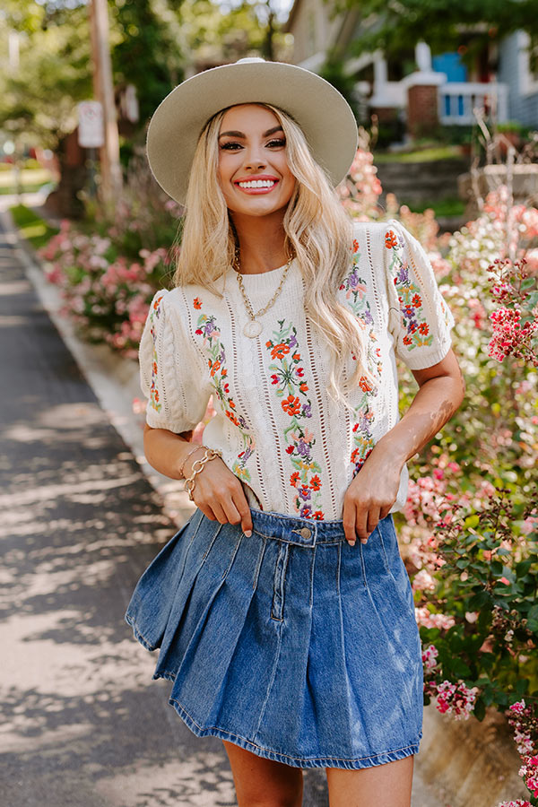 Wildflower Fields Embroidered Sweater Top