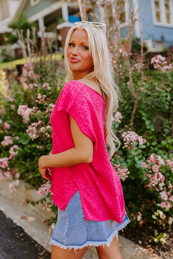 Coastal Cutie Knit Top in Hot Pink