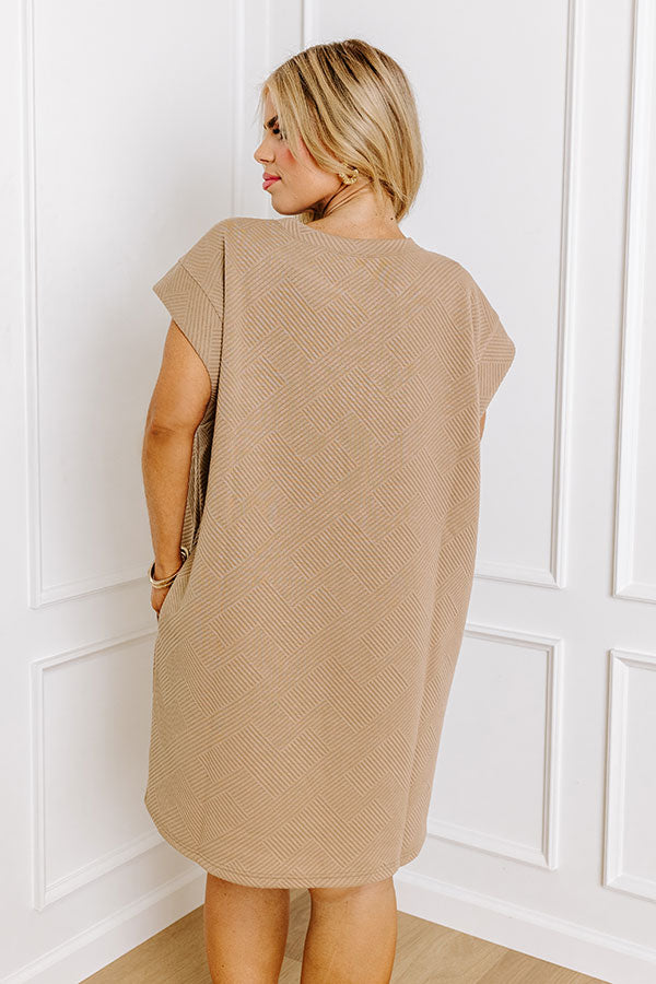 Sunny Days Shift Dress in Warm Taupe Curves