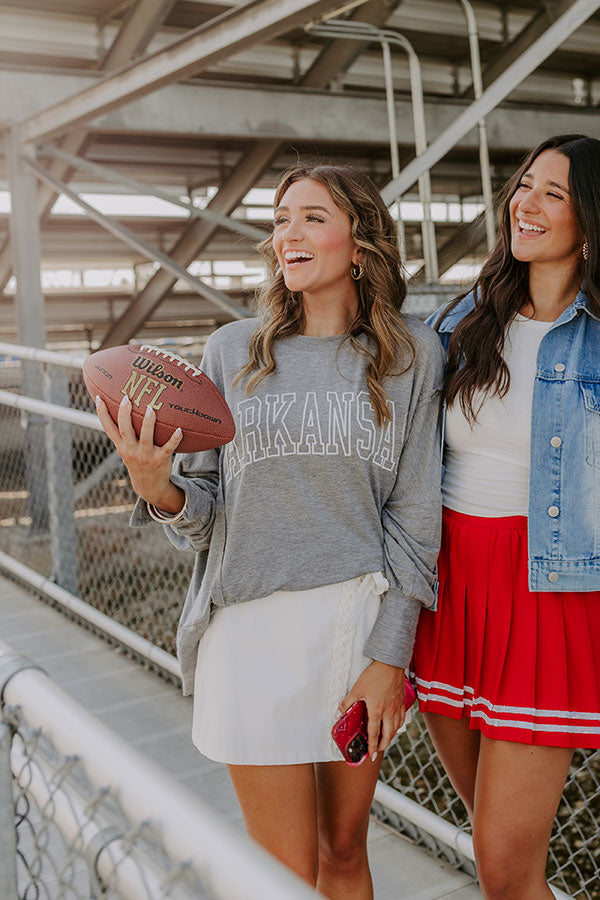 Arkansas Embroidered Long Sleeve Tee in Grey Image - 1