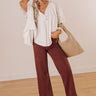 London Landscape Linen-Blend Top in White Image - 1