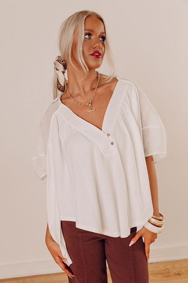 London Landscape Linen-Blend Top in White Image - 2