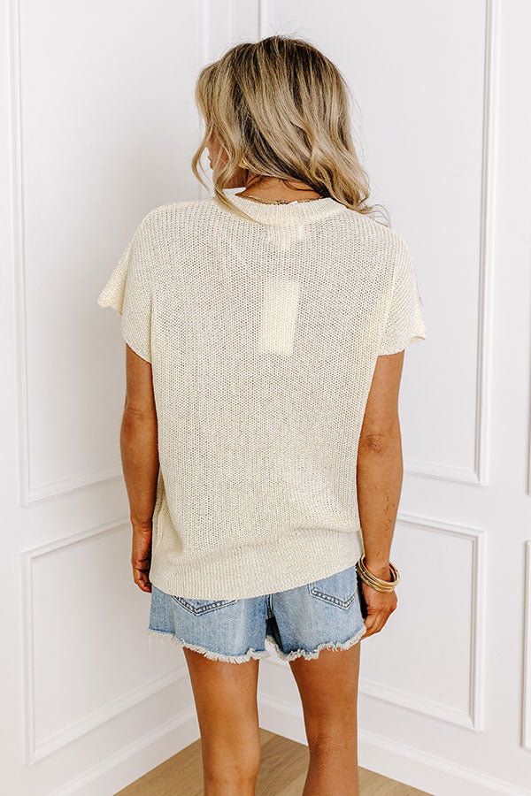 Boho Blooms Knit Top in Cream