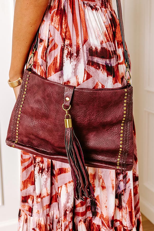 Cityscape Chic Faux Leather Crossbody In Wine