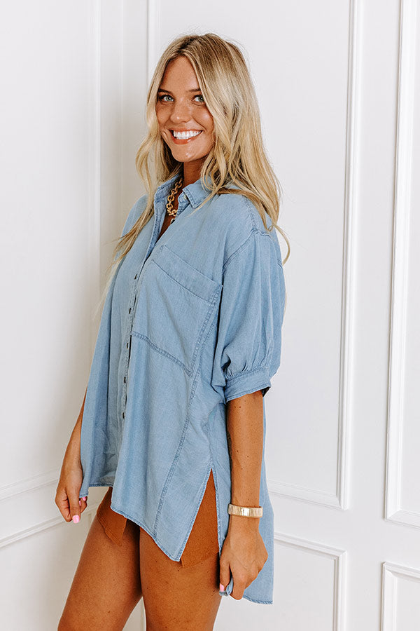 SoCal Love Oversized Chambray Button Up