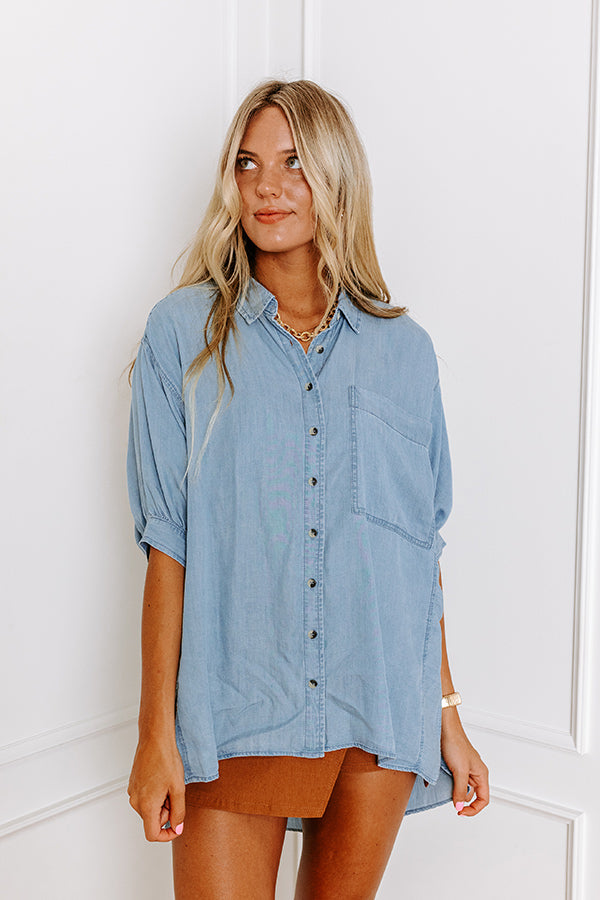 SoCal Love Oversized Chambray Button Up