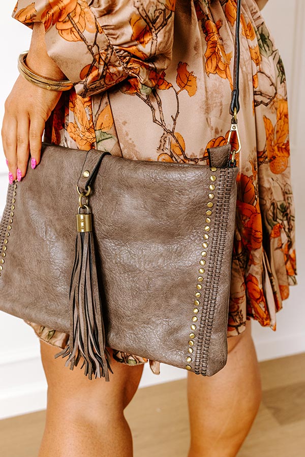 Cityscape Chic Faux Leather Crossbody In Taupe