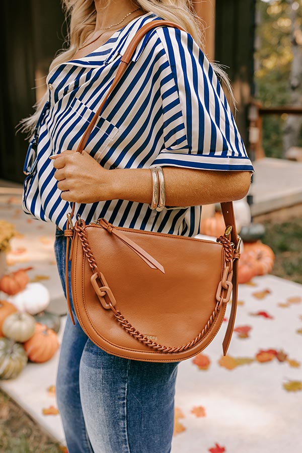 Uptown Allure Faux Leather Crossbody In Brown