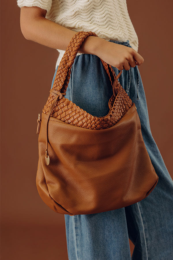 Luxe Lifestyle Faux Leather Tote In Brown Image - 1