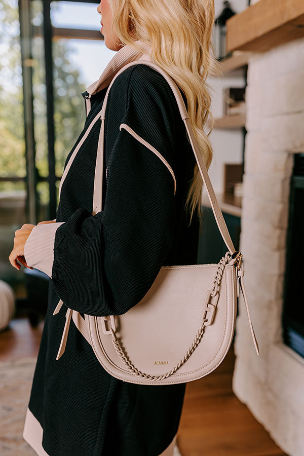 Uptown Allure Faux Leather Crossbody In Oatmeal